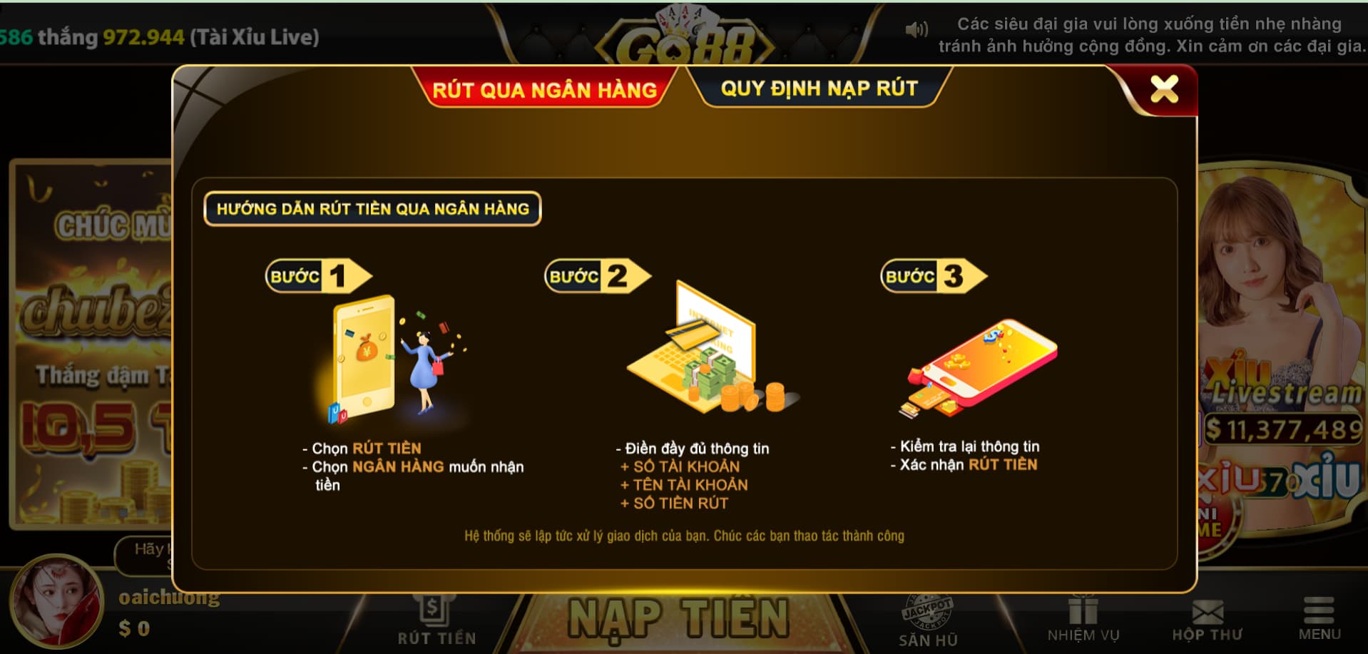 Một số vấn đề cần lưu ý khi rút tiền tai Go88 là gì?