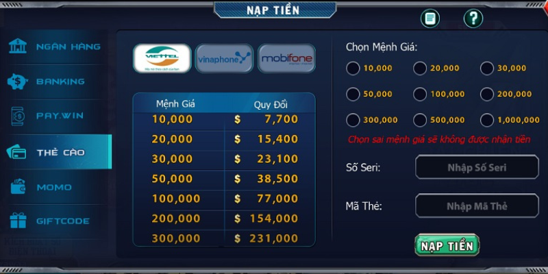 nạp tiền b52